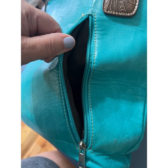 Western Turquoise  Bag Embellished Cross Design SMALL FLAW Cogril Rodeo Ranch - Picture 9 of 11